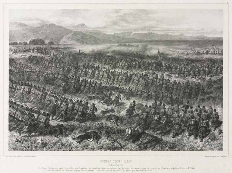 Combat of Oued-alleg, 31 December 1839, 1840. Auguste Raffet (French, 1804-1860). Lithograph
