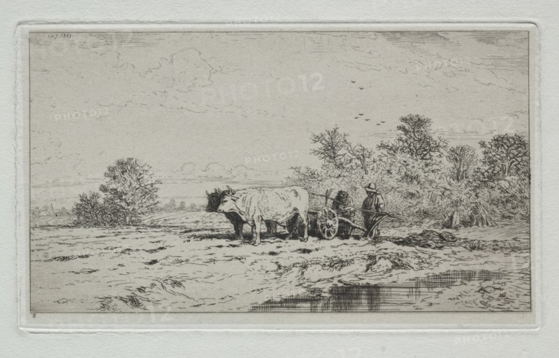 Landscape, Labourers, 1845. Charles-Émile Jacque (French, 1813-1894). Etching
