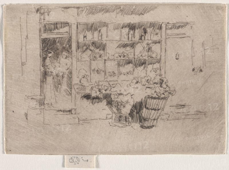 Fruit Shop. James McNeill Whistler (American, 1834-1903). Etching and drypoint