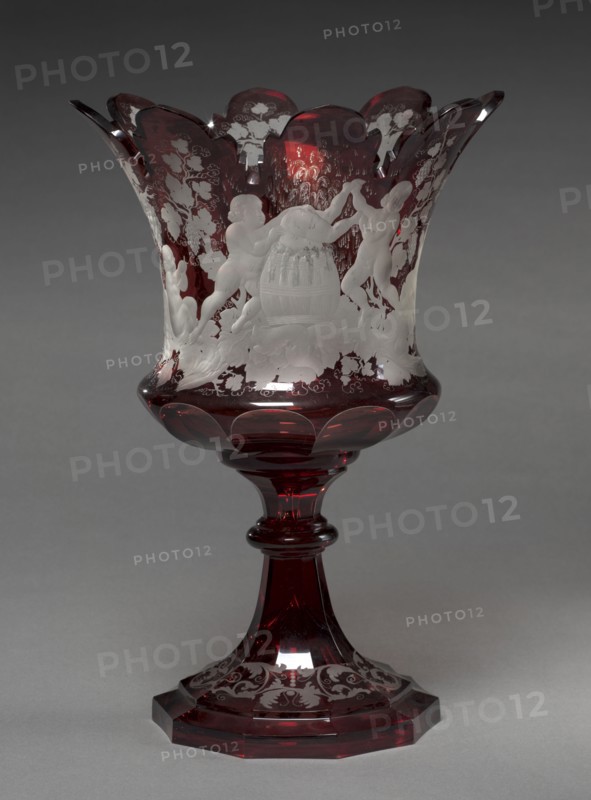 Ruby Vase, 1800s. Bohemia, 19th century. Glass; diameter: 27.2 cm (10 11/16 in.); overall: 40 x 17.5 cm (15 3/4 x 6 7/8 in.).