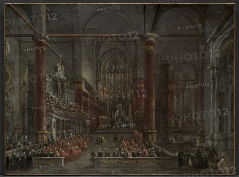 Pontifical Ceremony in SS. Giovanni e Paolo, Venice, 1782, c. 1783. Francesco Guardi (Italian, 1712-1793). Oil on canvas; framed: 69.2 x 87 x 11.4 cm (27 1/4 x 34 1/4 x 4 1/2 in.); unframed: 51.4 x 68.8 cm (20 1/4 x 27 1/16 in.).