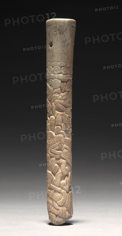Carved Tube, c. 1200-1519. Mexico, Oaxaca, Mixtec, 13th-16th century. Bone; diameter: 2.6 cm (1 in.); overall: 15.1 cm (5 15/16 in.).