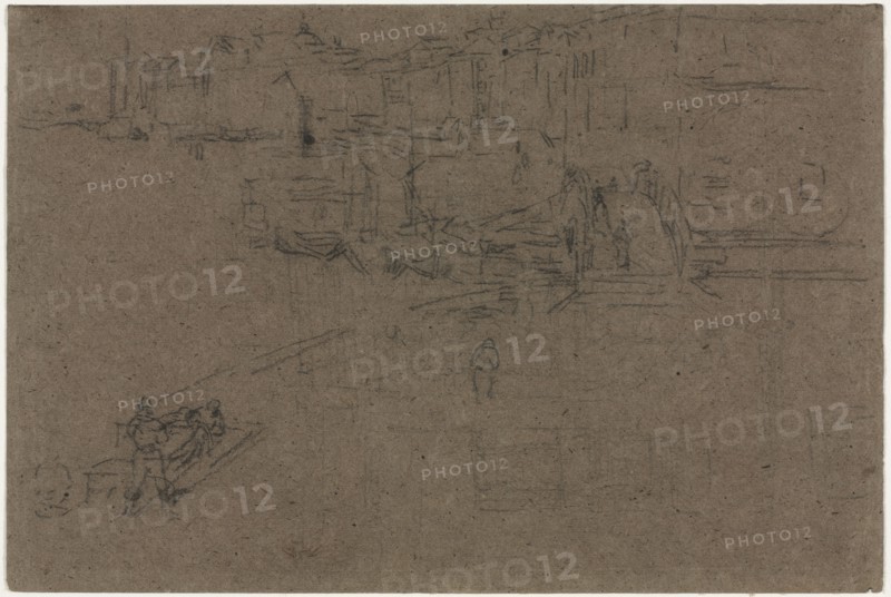 The Riva, Venice. James McNeill Whistler (American, 1834-1903). Charcoal;