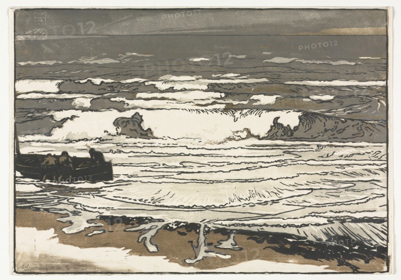 The Breaking Waves, Tide of September 1901, 1901. Auguste Louis Lepère (French, 1849-1918). Chiaroscuro woodcut