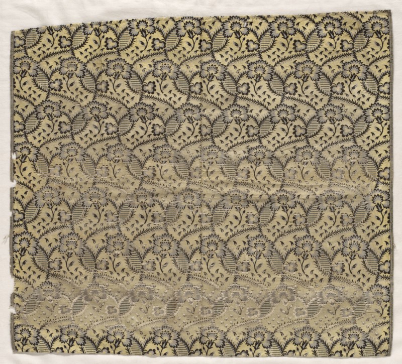 Fragment of Spitalfields Silk, 1800s. England, Spitalfields, 19th century. Silk; overall: 45.4 x 50.2 cm (17 7/8 x 19 3/4 in.)