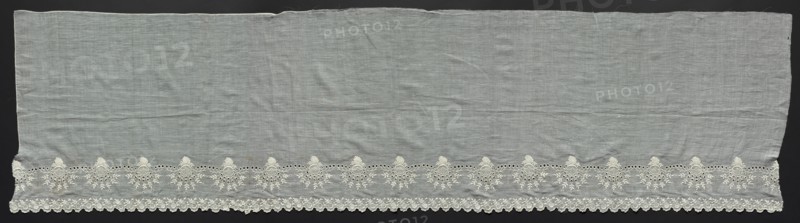 Portion of a Flounce, 1800s. Italy, 19th century. Embroidery; cotton; overall: 50.2 x 193.1 cm (19 3/4 x 76 in.).
