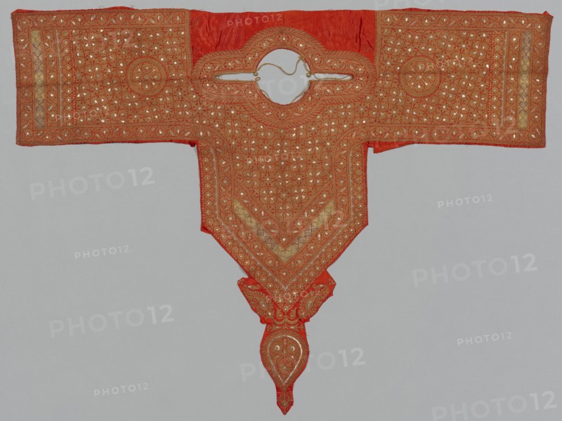Part of a Woman's Dress, 1800s - early 1900s. India, Cutch, 19th - early 20th century. Embroidery; silk and metal on silk ground, cotton backing; overall: 84.5 x 108.5 cm (33 1/4 x 42 11/16 in.)