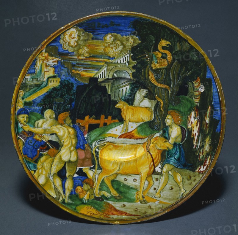 Plate, 1526. Maestro Giorgio Andreoli (Italian, 1465-70-aft 1553). Tin-glazed earthenware with gold lustre (maiolica); diameter: 26.3 cm (10 3/8 in.).