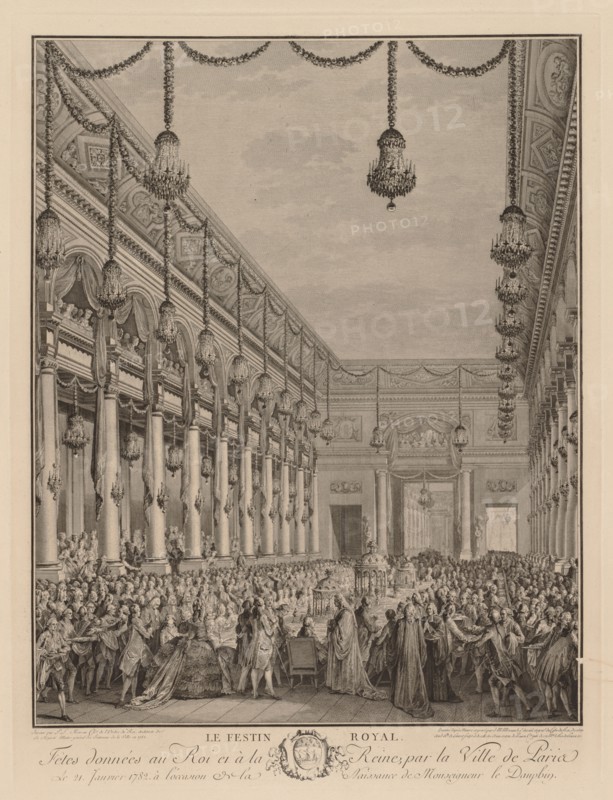 Le festin royal à l'Hôtel de Ville, le 21 janvier 1782. Jean-Michel the Younger Moreau (French, 1741-1814). Engraving