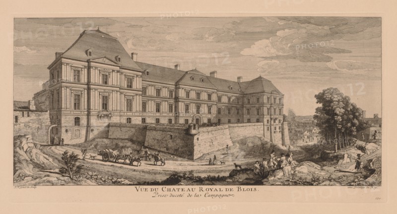 Vue du Château royal de Blois, prise du côté de la campagne. Jacques Rigaud (French, 1681-1754). Engraving