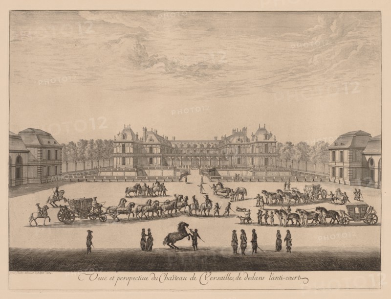 Vue et perspective du Château de Versailles, de dedans l'anti-cour, 1664. Israël Silvestre (French, 1621-1691). Engraving
