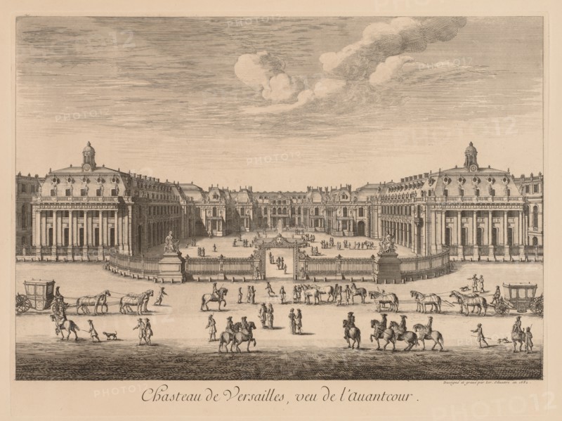 Vue du Château de Versailles, vu de l'avant-cour, 1682. Israël Silvestre (French, 1621-1691). Engraving
