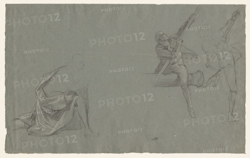 Drapery Study; Two Figures Pulling a Pole, 1785-86. John Singleton Copley (American, 1738-1815). Black chalk heightened with white chalk; sheet: 35.5 x 56.7 cm (14 x 22 5/16 in.).