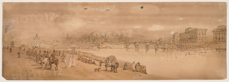 A Selection of Twenty of the Most Picturesque Views in Paris:  View of Pont Neuf, and the Mint, 1802. Thomas Girtin (British, 1775-1802). Soft-ground etching with bistre wash