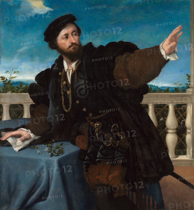 Portrait of a Man, possibly Girolamo Rosati, 1533-1534. Lorenzo Lotto (Italian, 1480-1556). Oil on canvas; framed: 135.9 x 128 x 8.6 cm (53 1/2 x 50 3/8 x 3 3/8 in.); unframed: 108.2 x 100.5 cm (42 5/8 x 39 9/16 in.).