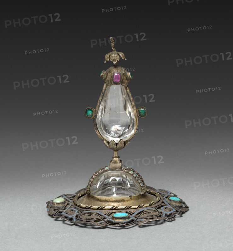 Blood Reliquary (lid), 1500s. Italy (?), 16th century. Gilt silver; overall: 35.6 cm (14 in.); diameter of base: 10 cm (3 15/16 in.); average: 4.7 x 6 cm (1 7/8 x 2 3/8 in.).