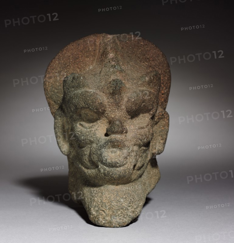 Head, 600-1100. Mexico, Classic Veracruz (Totonac or Tajin). Stone; overall: 18.4 x 13 x 11.6 cm (7 1/4 x 5 1/8 x 4 9/16 in.).