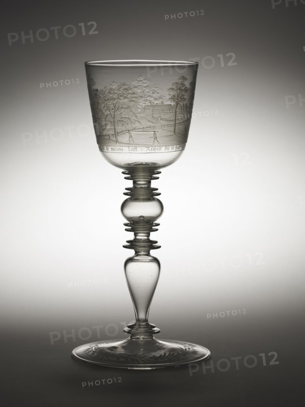 Goblet, c. 1680. Hermann Schwinger (German, 1640-1683). Glass; diameter: 13.5 cm (5 5/16 in.); overall: 31.1 x 11.6 cm (12 1/4 x 4 9/16 in.).