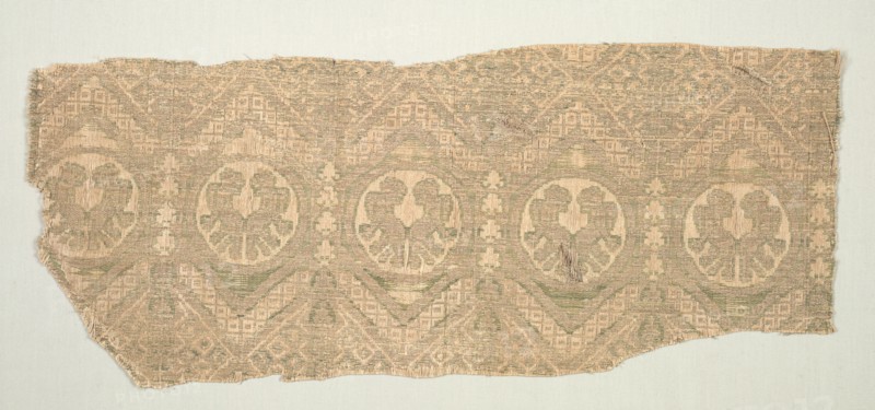 Textile Fragment, 13th century. Spain, Mudejar, 13th century. Compound twill: silk, gold and linen; overall: 26.5 x 60.7 cm (10 7/16 x 23 7/8 in.)