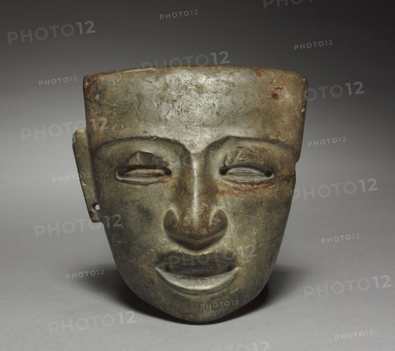 Mask, 1-550. Central Mexico, Teotihuacán style, Classic Period. Stone; overall: 13.4 x 12.8 x 6.7 cm (5 1/4 x 5 1/16 x 2 5/8 in.).