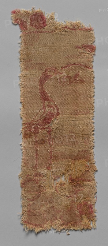 Two Fragments of Large Scale Roundel, 600s. Iran, 7th century. Compound twill; wool and cotton; overall: 17.5 x 41 cm (6 7/8 x 16 1/8 in.)