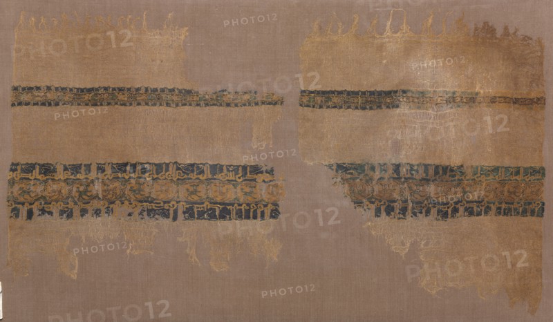 Turban end with tiraz, 1031. Egypt, Fatimid period, Caliphate of al-Zahir, 1031. Plain weave with inwoven tapestry weave: linen and silk; overall: 29.1 x 54.6 cm (11 7/16 x 21 1/2 in.).
