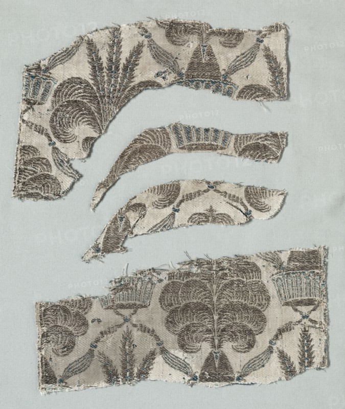 Silk Fragments, 1360-1399. Italy, last third of the 14th century. Lampas weave, silk and gold thread; average: 15.2 x 22.3 cm (6 x 8 3/4 in.).