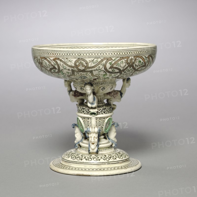 Standing Cup, c. 1540-1560. Saint-Porchaire (French). Lead-glazed, white-paste earthenware with inlaid slip decoration; diameter of mouth: 13.5 x 13.1 cm (5 5/16 x 5 3/16 in.).