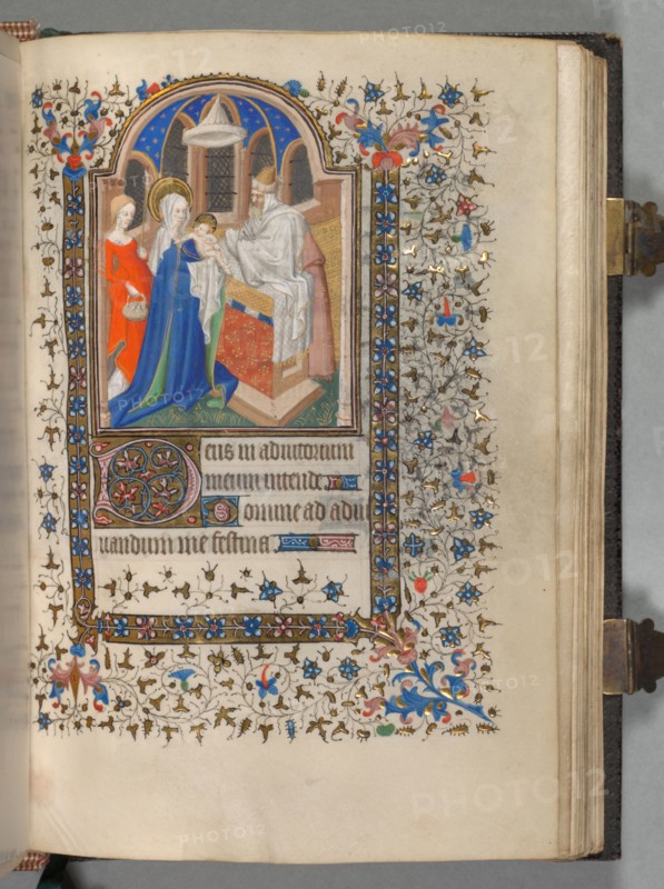 Book of Hours (Use of Paris): Fol. 72r, Presentation at the Temple, c. 1420. Possibly studio or workshop of The Bedford Master (French, Paris, active c. 1405-30). Ink, tempera, and gold on vellum; codex: 18.4 x 13.3 cm (7 1/4 x 5 1/4 in.)
