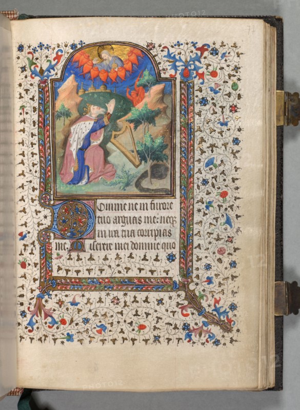 Book of Hours (Use of Paris): Fol. 77r, David, c. 1420. Possibly studio or workshop of The Bedford Master (French, Paris, active c. 1405-30). Ink, tempera, and gold on vellum; codex: 18.4 x 13.3 cm (7 1/4 x 5 1/4 in.).