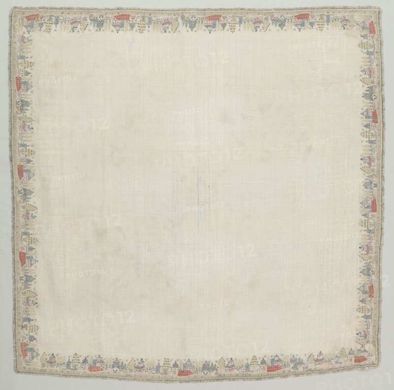 Table Cloth, c. 1775-1825. Turkey, Late 18th- Early 19th century. Metallic embroidery on cotton; overall: 103.5 x 104.8 cm (40 3/4 x 41 1/4 in.)