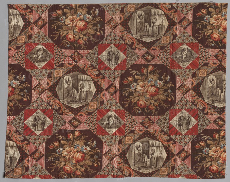 Roller Printed Cotton Textile, 19th century. America, 19th century. Plain cloth, roller printed: cotton; average: 53 x 64.8 cm (20 7/8 x 25 1/2 in.).