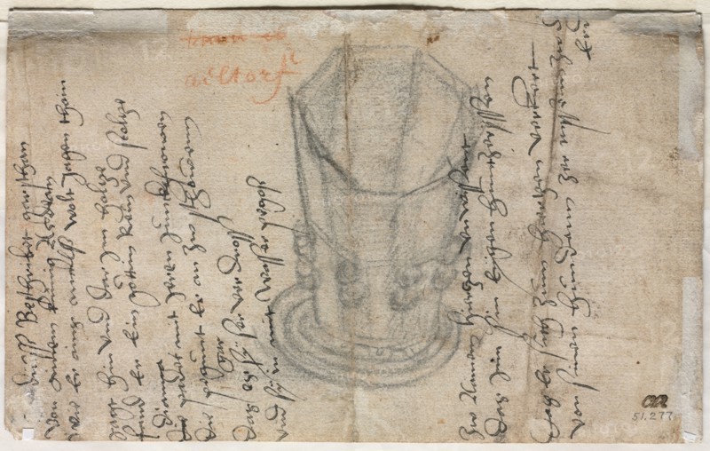Eight-Sided Cup (verso), 1513. Wolfgang Huber (Austrian, 1490-1553). Charcoal; sheet: 13.1 x 21.2 cm (5 3/16 x 8 3/8 in.).