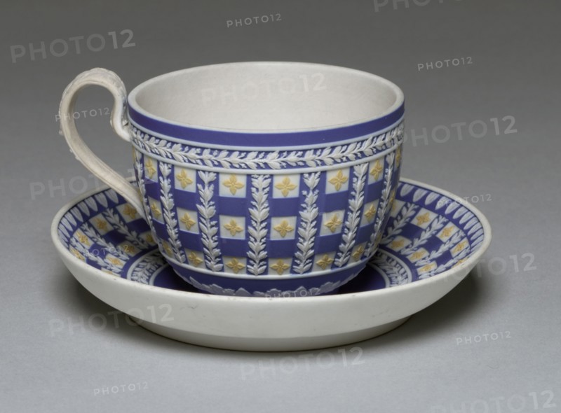 Cup and Saucer, c. 1784. Wedgwood Factory (British). Jasper ware with relief decoration; diameter: 8.6 cm (3 3/8 in.).