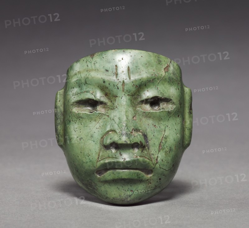 Miniature Mask, c. 900-400 BC. Mexico, Olmec, 1200-300 BC. Greenstone; overall: 6.9 x 6.2 cm (2 11/16 x 2 7/16 in.).