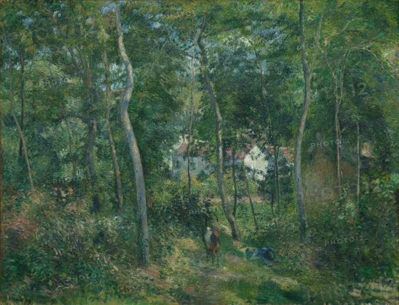 Edge of the Woods Near L'Hermitage, Pontoise, 1879. Camille Pissarro (French, 1830-1903). Oil on fabric; framed: 166 x 204 x 16.5 cm (65 3/8 x 80 5/16 x 6 1/2 in.); unframed: 125 x 163 cm (49 3/16 x 64 3/16 in.).