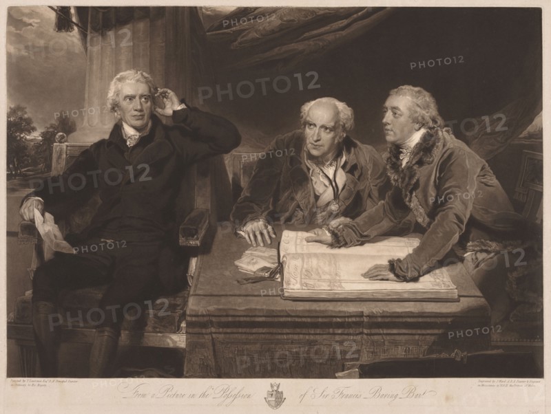 Sir Francis and John Baring and Charles Wall. James Ward (British, 1769-1859). Mezzotint