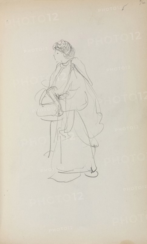 Italian Sketchbook: Standing Woman Holding a Satchel (page 56), 1898-1899. Maurice Prendergast (American, 1858-1924). Pencil; sheet: 16.7 x 10.8 cm (6 9/16 x 4 1/4 in.).
