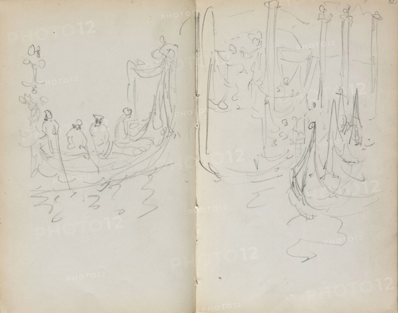 Italian Sketchbook: Venetian Harbor View (page 31 & 32), 1898-1899. Maurice Prendergast (American, 1858-1924). Pencil; sheet: 16.7 x 10.8 cm (6 9/16 x 4 1/4 in.).