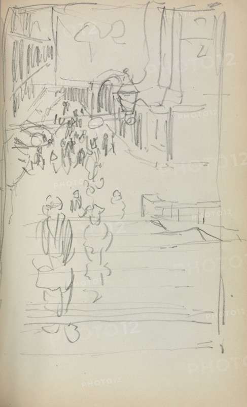 Italian Sketchbook: Stairs with Figures (page 165), 1898-1899. Maurice Prendergast (American, 1858-1924). Pencil; sheet: 16.7 x 10.8 cm (6 9/16 x 4 1/4 in.).
