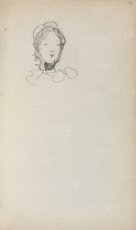 Italian Sketchbook: Head of a Girl (page 176), 1898-1899. Maurice Prendergast (American, 1858-1924). Pencil; sheet: 16.7 x 10.8 cm (6 9/16 x 4 1/4 in.).