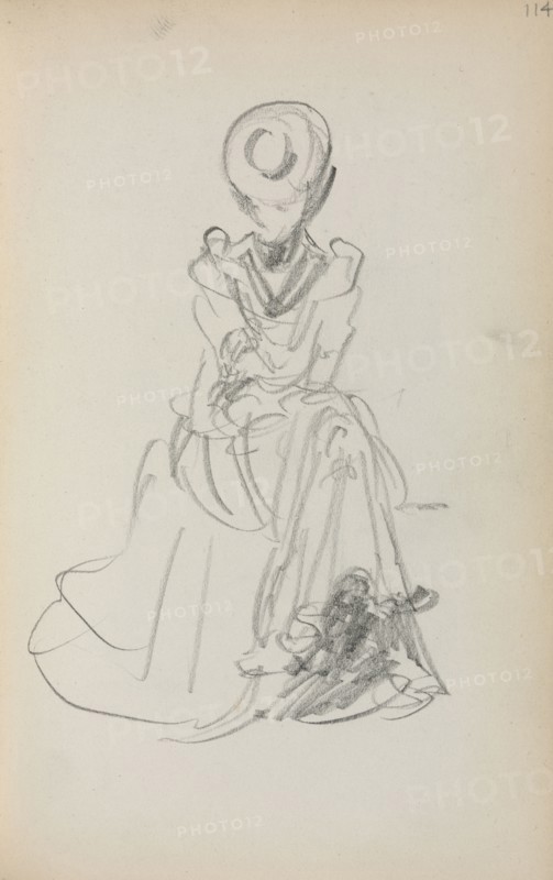 Italian Sketchbook: Seated Woman (page 114), 1898-1899. Maurice Prendergast (American, 1858-1924). Pencil; sheet: 16.7 x 10.8 cm (6 9/16 x 4 1/4 in.).