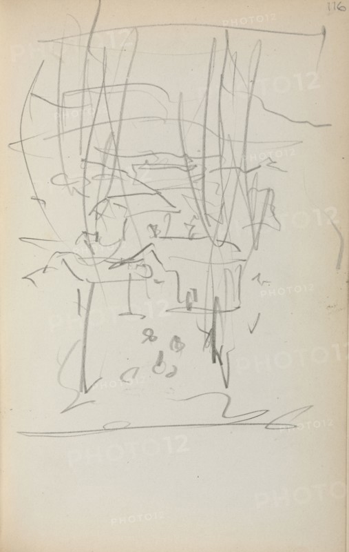 Italian Sketchbook: Landscape (page 116), 1898-1899. Maurice Prendergast (American, 1858-1924). Pencil; sheet: 16.7 x 10.8 cm (6 9/16 x 4 1/4 in.).