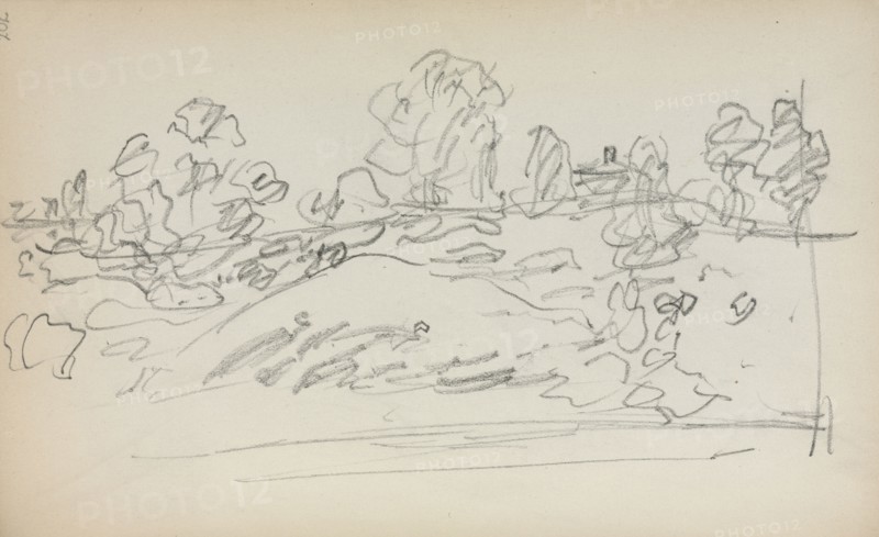 Italian Sketchbook: Landscape (page 202), 1898-1899. Maurice Prendergast (American, 1858-1924). Pencil; sheet: 16.7 x 10.8 cm (6 9/16 x 4 1/4 in.).