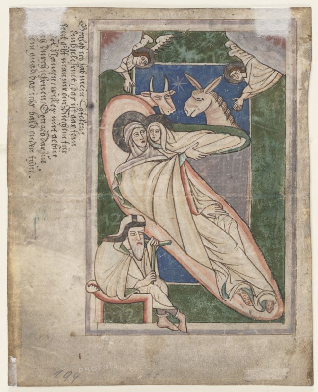 Leaf from a Psalter: Nativity (verso), early 13th Century. Germany, Bavaria (possibly Prufening or Augsburg), 13th century. Ink and tempera on parchment; sheet: 19 x 15 cm (7 1/2 x 5 7/8 in.)