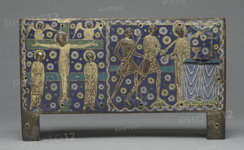Plaque from a Chasse for Relics of Saint Thomas Becket, 1220-1225. And workshop Master G. Alpais (French). Copper: gilded and engraved; champlevé enamel; overall: 16.9 x 28.5 x 0.5 cm (6 5/8 x 11 1/4 x 3/16 in.).