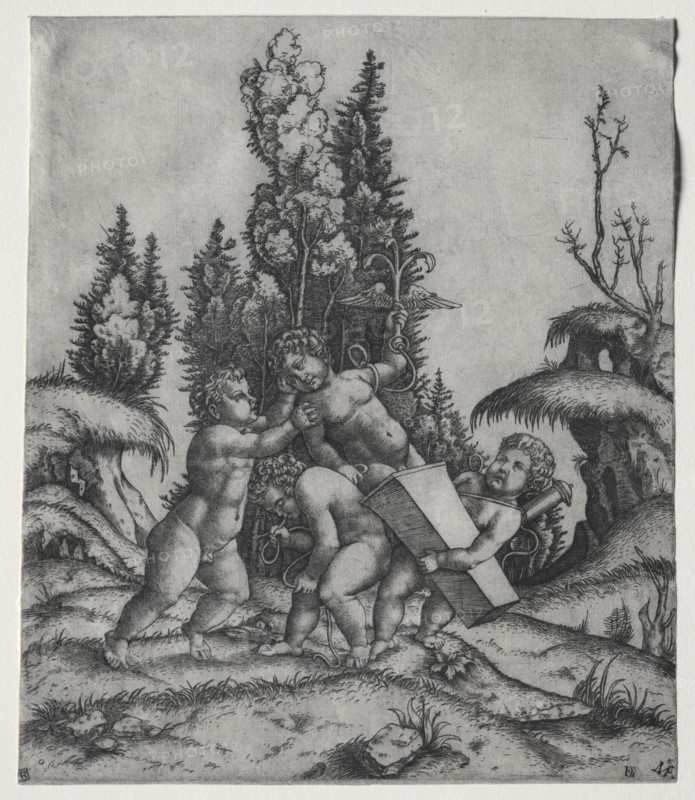 Cupid and three Putti, 1506. Marcantonio Raimondi (Italian, 1470/82-1527/34). Engraving