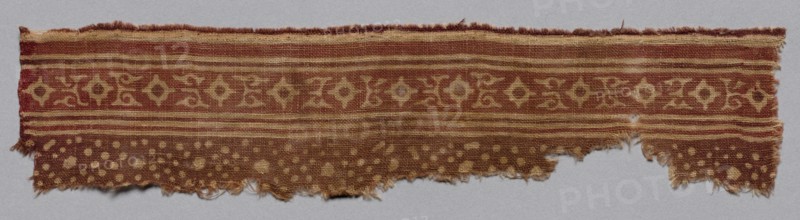 Fragment, 1100s - 1300s. India, 12th-14th century. Plain cloth, resist dyed; cotton; overall: 6.4 x 27.3 cm (2 1/2 x 10 3/4 in.)