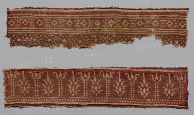 Fragments, 1100s - 1300s. India, 12th-14th century. Plain cloth, resist dyed; cotton; average: 6.4 x 27.3 cm (2 1/2 x 10 3/4 in.)