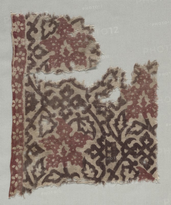 Fragment, 1100s - 1300s. India, 12th-14th century. Woodblock print on cotton; overall: 25.4 x 21.6 cm (10 x 8 1/2 in.)